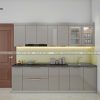 Mẫu tủ bếp inox cánh kính màu trắng nhà anh Hiệp, Đồ Sơn, Hải Phòng